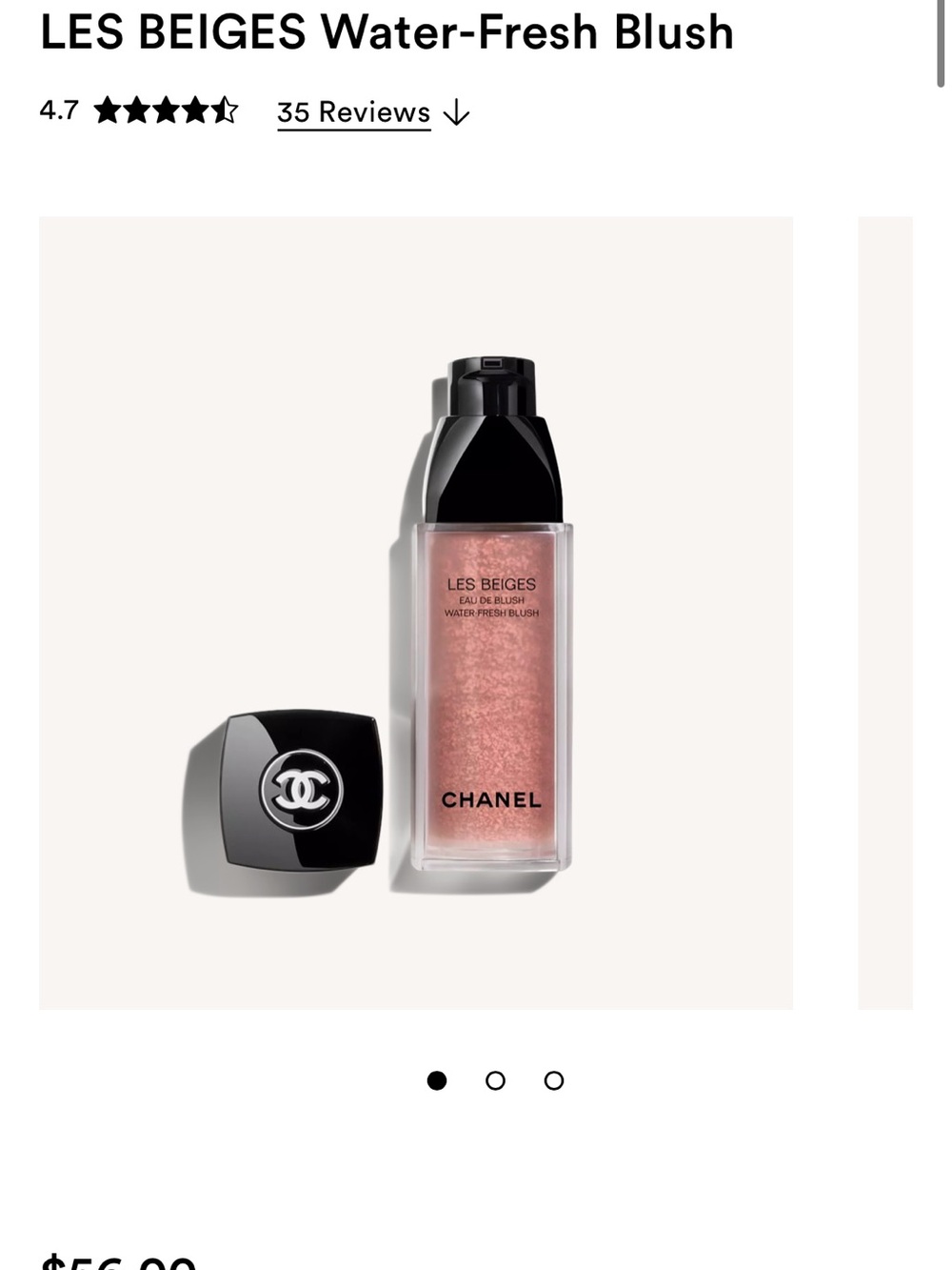 CHANEL Les Beiges Eau de Blush Water-Fresh Blush Warm Pink - Picture 3 of 3